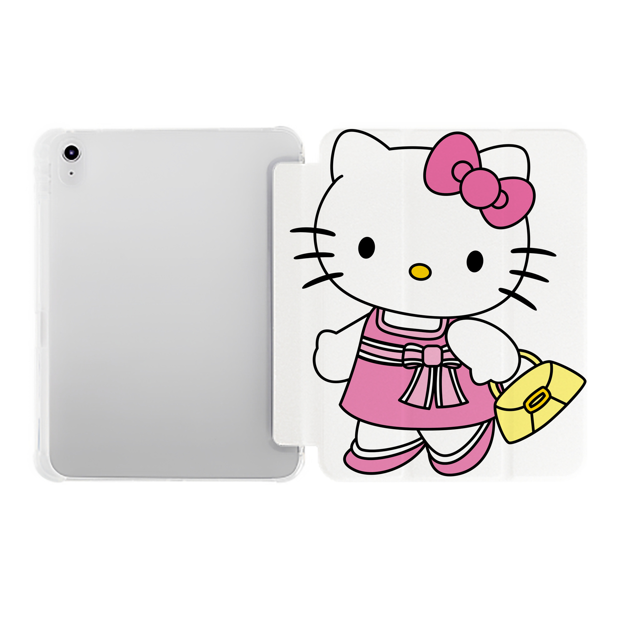 （画像用） Hello Kitty ハローキティ IPad ケース ペン収納付き 三つ折りスタンド PUレザー×シリコン 対応機種9.5/10.5/10.9インチ
